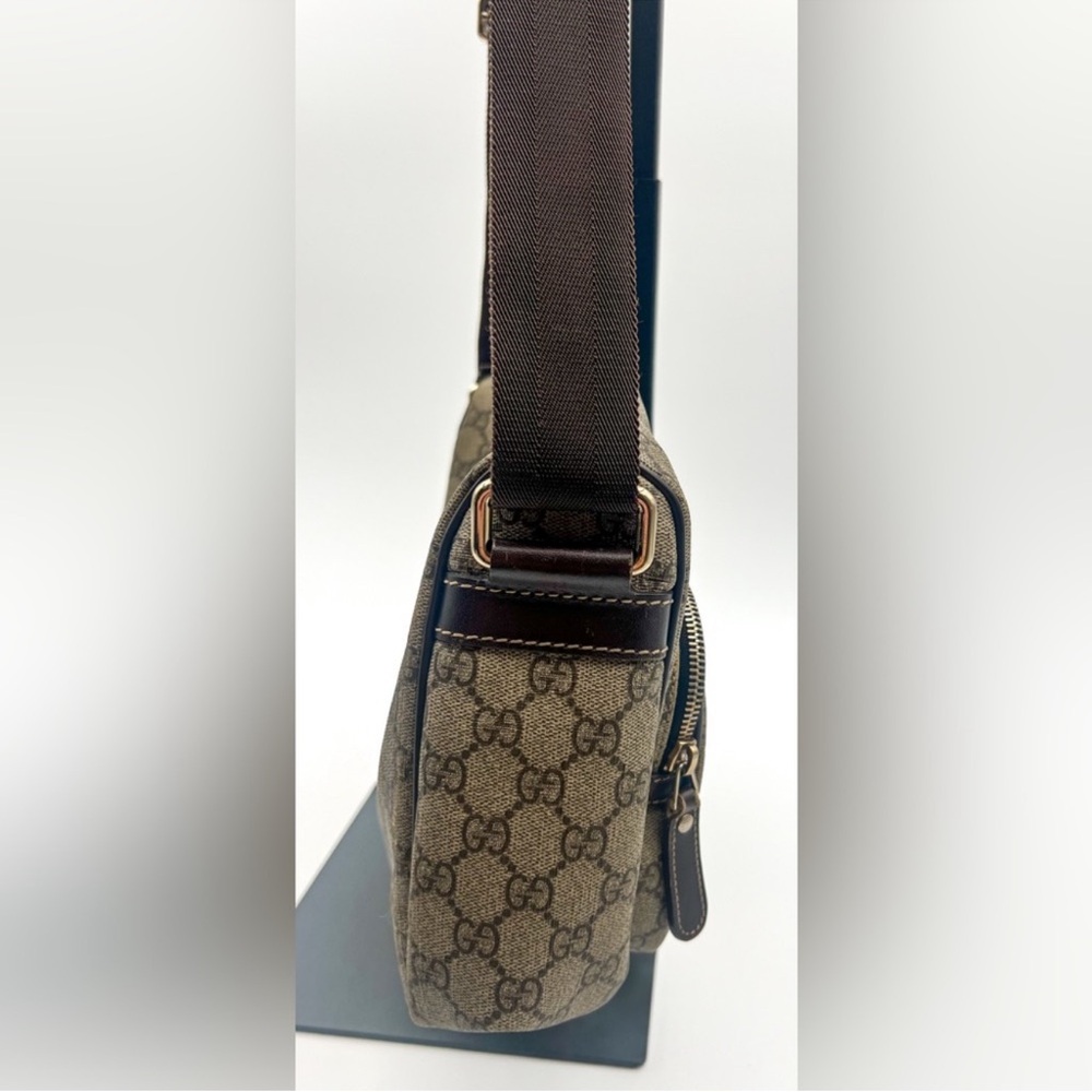 Gucci Brown/Beige GG Supreme Double Pocket Messenger Bag - Picture 4 of 8